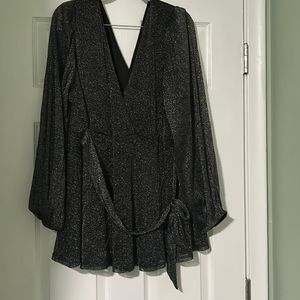 Torrid black metallic baby doll top